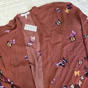 New Maurices Rust Colored Butterfly Kimono One Size Open Front Sheer Flowy Layer